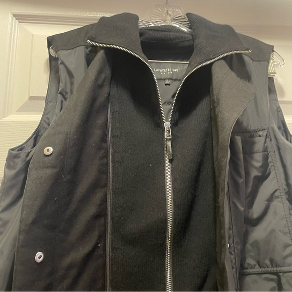 Lafayette 148 Willis Layered Down Puffer Vest Quilted Wool Layered Long Size M - Picture 3 of 9